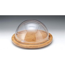 Ahşap Altlı Pc Rolltop Kapaklı Fanus-46 Cm/yuvarlak