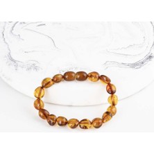 Gümüş Pazarım Açık Kahve  Orjinal Çocuk Kehribar Bileklik