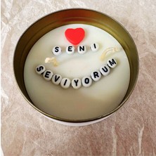 Gizli Mesajlı Mum Tamamen Bitkisel Soya Mum Metal Kutuda