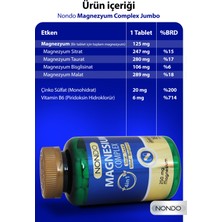Nondo Magnezyum Kompleks 180 Tablet Jumbo Boy 250    mg 4 Form, Sitrat, Taurat, Malat, Bisglisinat,