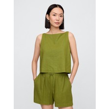 Kadın Haki Keten Gömlek