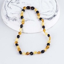 Gümüş Pazarım Çift Renk Orjinal Çocuk Kehribar Kolye