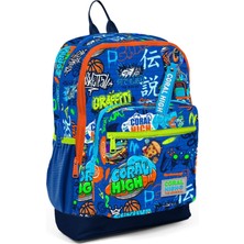 Kids Turuncu Lacivert Basketbol Desenli Okul Sırt Çantası T23767