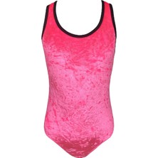 Look Me Askılı Kadife Çapraz Bağcıklı Pencere Detaylı Pembe 50UV Kız Çocuk Mayo By Nessi Byrd