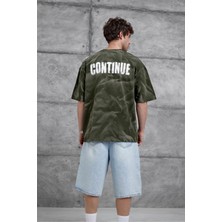 Nomarc Haki Drift Yazılı Yıkamalı Oversize Tshirt