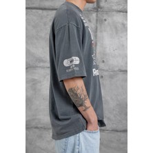 Nomarc Füme Remember Yazılı Yakımalı Oversize Tshirt