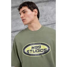 Nomarc Yeşil M99 Studio Yazılı Oversize Tshirt