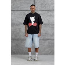 Nomarc Siyah Figür Baskılı Oversize Tshirt