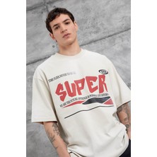 Nomarc Krem Super Yazılı Oversize Tshirt