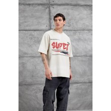 Nomarc Krem Super Yazılı Oversize Tshirt