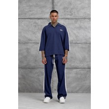 Nomarc Lacivert Fakirkol Yakalı  Oversize Tshirt