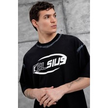 Nomarc Siyah Celcius Yazılı Oversize Tshirt