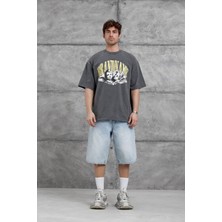 Nomarc Füme Brandname Yazılı Yıkamalı Oversize Tshirt