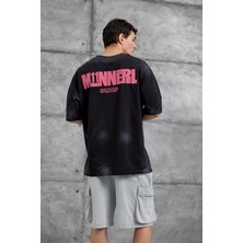 Nomarc Siyah M11 Yazılı Oversize Tshirt