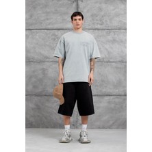 Nomarc Gri Brand Yazılı Yıkamalı Oversize Tshirt