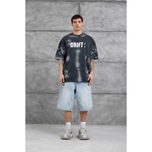 Nomarc Siyah Drift Yazılı Yıkamalı Oversize Tshirt