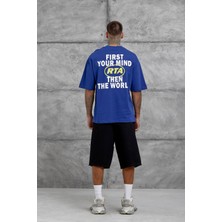 Nomarc Lacivert First Your Mind Yazılı Oversize Tshirt