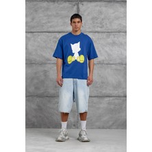 Nomarc Mavi Figür Baskılı Oversize Tshirt