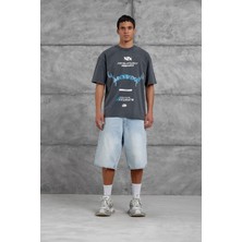 Nomarc Füme Areswing Yazılı Oversize Tshirt