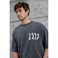 Nomarc Füme 1111 Yazılı Yıkamalı Oversize Tshirt