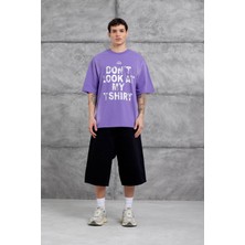 Nomarc Mor Dont Look At My Tshirt Yazılı Oversize Tshirt