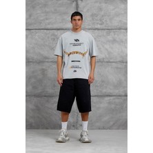 Nomarc Gri Areswing Yazılı Oversize Tshirt