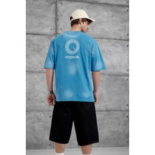 Nomarc Mavi Arka Hydrion Yazılı Oversize Tshirt