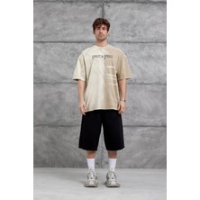 Nomarc Krem Spirit&speed Yazılı Yıkamalı Oversize Tshirt