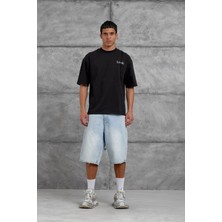 Nomarc Siyah Look Yazılı Parçalı Oversize Tshirt