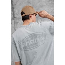 Nomarc Gri Brand Yazılı Yıkamalı Oversize Tshirt