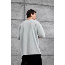 Nomarc Gri Raw Yazılı Yıkamalı Oversize Tshirt