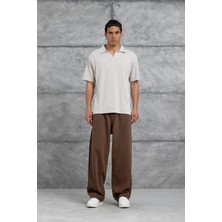 Nomarc Bej Mrk Oversize Basic Polo Yaka Tshirt