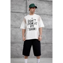 Nomarc Beyaz Dont Look At My Tshirt Yazılı Oversize Tshirt