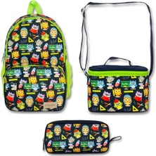 Ümit Çanta Cennec Baykuş Baskılı Lacivert Ilkokul Sırt Çanta-Beslenme Çantası-Kalemlik Çantası Seti