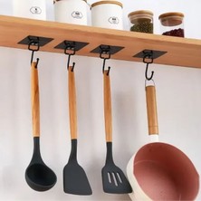  10 Adet Duvara, Dolapa Yapışan Güçlü Yapışkanlı Siyah Duvar Askısı