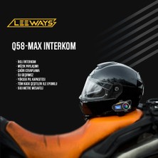 Leeways Q58 Max 500M Telsiz Mesafeli Motosiklet Kaskı Interkom Çift Sürücü İletişimi Siyah Renkli