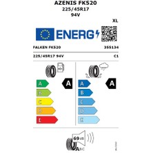Falken 225/45 R17 94V Xl Azenis FK520 (Oem) ( Üretim Yılı : 2025 )