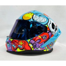 Sway Sw 867 Gamer Gloss Renkli Camlı Iç Güneş Vizörlü Kapalı Kask