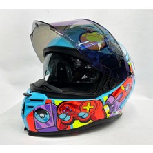Sway Sw 867 Gamer Gloss Renkli Camlı Iç Güneş Vizörlü Kapalı Kask