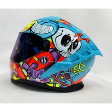 Sway Sw 867 Gamer Gloss Renkli Camlı Iç Güneş Vizörlü Kapalı Kask