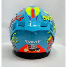 Sway Sw 867 Gamer Gloss Renkli Camlı Iç Güneş Vizörlü Kapalı Kask