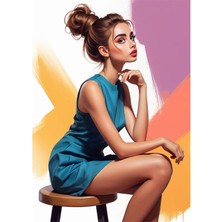 Bedeko Taburede Oturan Anime Kız Mdf Tablo