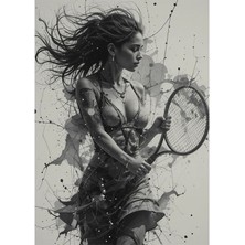 Bedeko Tenisçi Kadın Ahşap Tablo