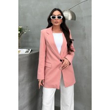 Kadın Blazer Ceket Rahat Kalıp Astarlı Tek Düğmeli Ceket