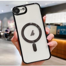 M.TK Moveteck Apple iPhone 16E Kılıf Magsafe Wirelles Şarj Destekli Parlak Renkli Kenarlı Arkası Şeffaf Lensli Silikon