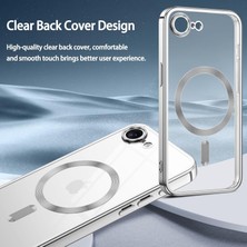 M.TK Moveteck Apple iPhone 16E Kılıf Magsafe Wirelles Şarj Destekli Parlak Renkli Kenarlı Arkası Şeffaf Lensli Silikon