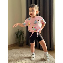 Cg Kids Papağan Baskılı Tayt Şort Kız Çocuk Alt Üst Takım