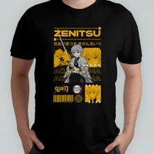 Pixxa Demon Slayer Kimetsu No Yaiba Zenitsu Unisex %100 Pamuklu Bisiklet Yaka T-Shirt