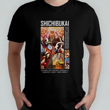 Pixxa One Piece Shichibukai Seven Warlords Unisex %100 Pamuklu Bisiklet Yaka T-Shirt