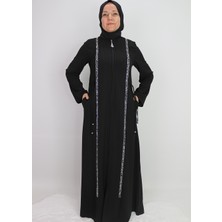 520008 Ferace Fermuarlı Önü Işlemeli Klasik Ferace Qys Ferace #24-07#